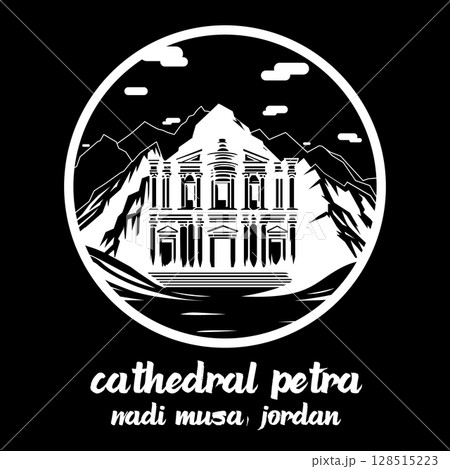 Circle Icon Cathedral Petra. vector illustration 128515223