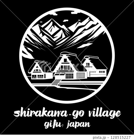 Circle Icon Shirakawa-go Village. Vector illustration Circle Icon Shirakawa-go Village. Vector illustration 128515227