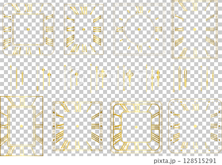 ゴールドカラーのローマ数字の四角い時計と針のバリエーション 8種類 文字盤 128515291