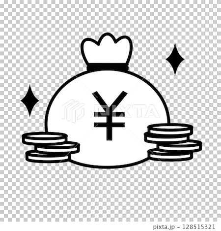Simple icon of a bag of money 128515321
