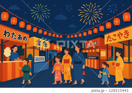 夏祭りのイラスト 128515441