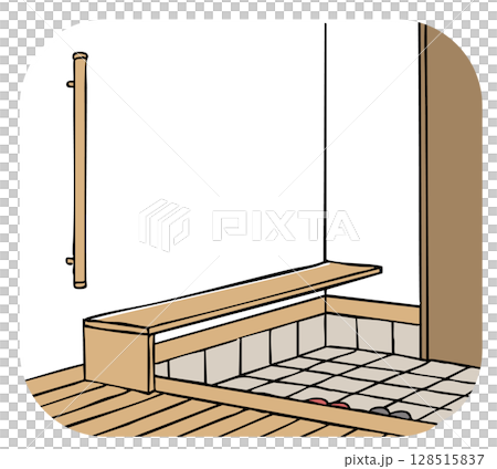 入口處有扶手的長椅_全彩 128515837