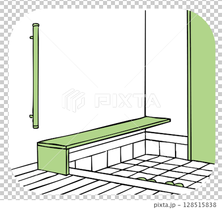 Bench with handrail at entrance_Solid color 128515838
