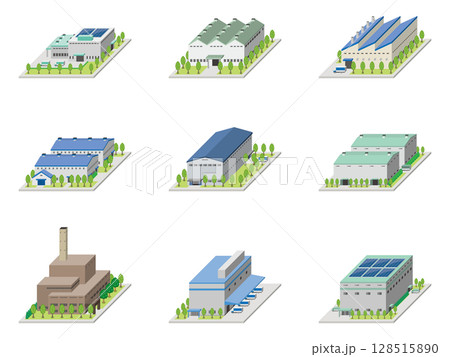 建物の立体的なイラスト.  128515890