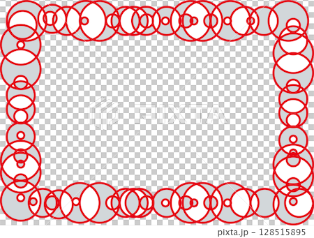 Beautiful frame made of circles, white background, red, gray and white, geometric pattern Beautiful frame made of circles, white background, red, gray and white, geometric pattern 128515895