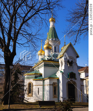St. Nicholas Church in Sofia, Bulgaria, on sunny winter day 128516039