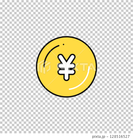 日元硬幣的簡單向量圖示圖示 128516527