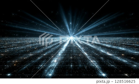 未来的な青い光グリッド2 未来的な青い光グリッド2 128516625