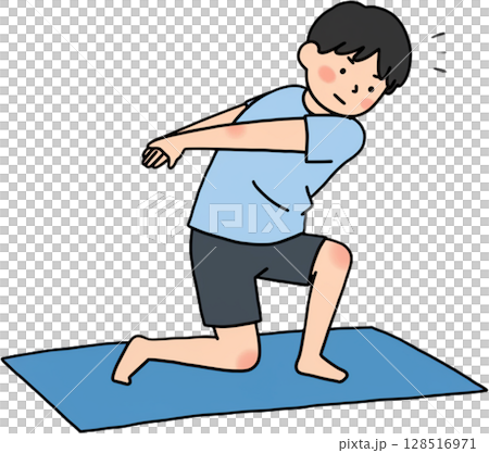 man on exercise mat man on exercise mat 128516971