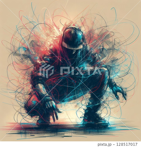 Dynamic Abstract Dancers in Energetic Urban Motion in Electric Ink Explosion with Generative AI. Dynamic Abstract Dancers in Energetic Urban Motion in Electric Ink Explosion with Generative AI. 128517017