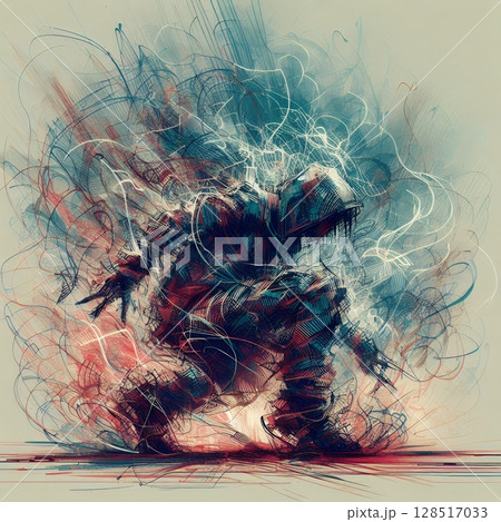 Dynamic Abstract Dancers in Energetic Urban Motion in Electric Ink Explosion with Generative AI. Dynamic Abstract Dancers in Energetic Urban Motion in Electric Ink Explosion with Generative AI. 128517033