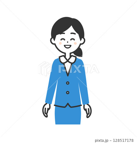 スーツ姿の笑う女性イラスト 128517178