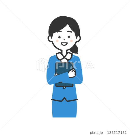 資料を抱えるスーツ姿の女性イラスト 資料を抱えるスーツ姿の女性イラスト 128517181