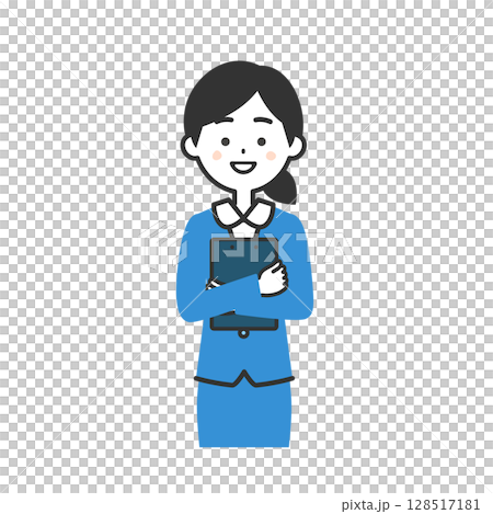 資料を抱えるスーツ姿の女性イラスト 資料を抱えるスーツ姿の女性イラスト 128517181