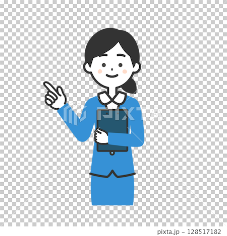 指をさすスーツ姿の女性イラスト 128517182