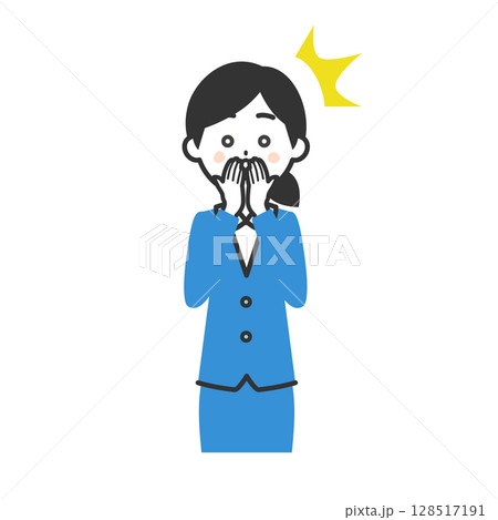 口を押えて驚くスーツ姿の女性イラスト 口を押えて驚くスーツ姿の女性イラスト 128517191