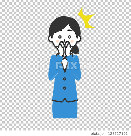 口を押えて驚くスーツ姿の女性イラスト 口を押えて驚くスーツ姿の女性イラスト 128517191