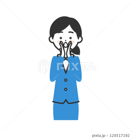両手を口に添えて呼びかけるスーツ姿の女性イラスト 両手を口に添えて呼びかけるスーツ姿の女性イラスト 128517192