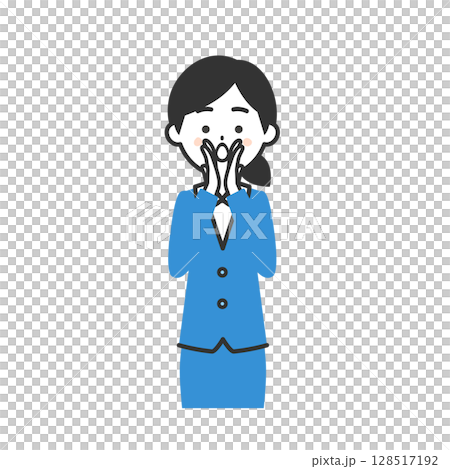 両手を口に添えて呼びかけるスーツ姿の女性イラスト 両手を口に添えて呼びかけるスーツ姿の女性イラスト 128517192