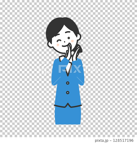 一位身穿西裝的女士微笑著鼓掌的插圖 128517196