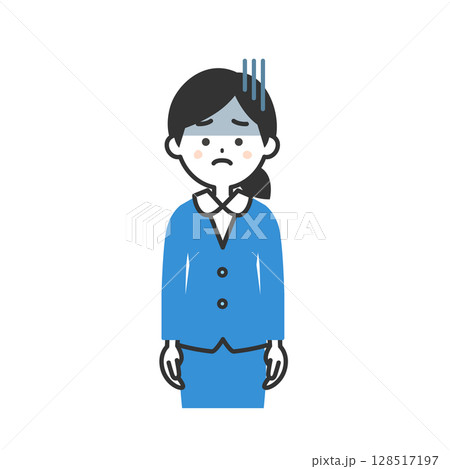 暗い表情のスーツ姿の女性イラスト 128517197
