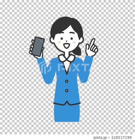スマートフォンを持つスーツ姿の女性イラスト 128517199