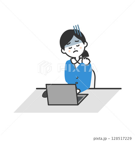 疲れた様子のスーツ姿の女性イラスト 128517229
