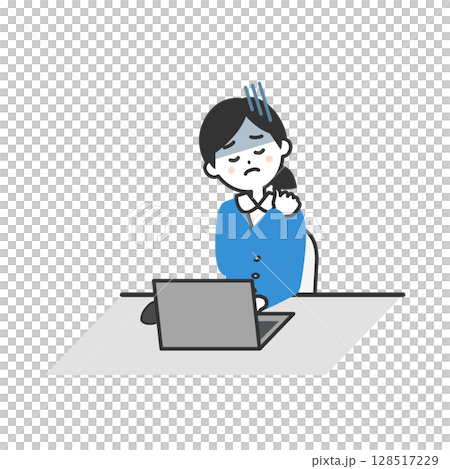 疲れた様子のスーツ姿の女性イラスト 128517229