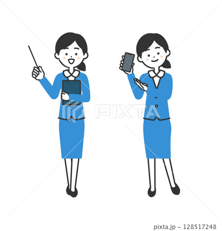 スーツ姿の女性イラスト 128517248