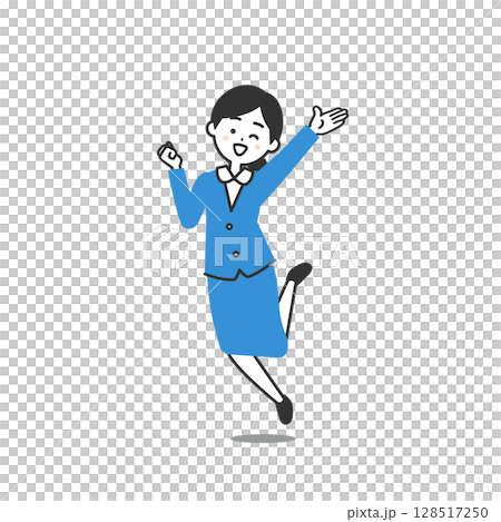 ジャンプするスーツ姿の女性イラスト ジャンプするスーツ姿の女性イラスト 128517250