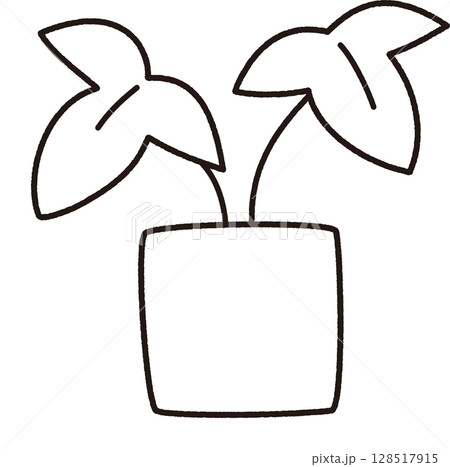 モノクロの観葉植物のイラスト モノクロの観葉植物のイラスト 128517915