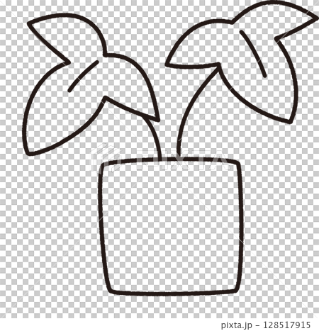 單色室內植物插圖 128517915