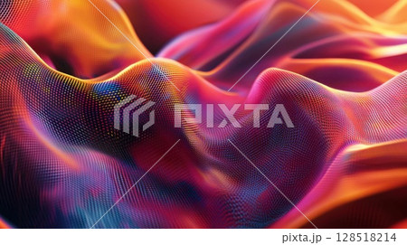 Digital waves with depth of field and bokeh. Digital fiber surface. Digital waves with depth of field and bokeh. Digital fiber surface. 128518214