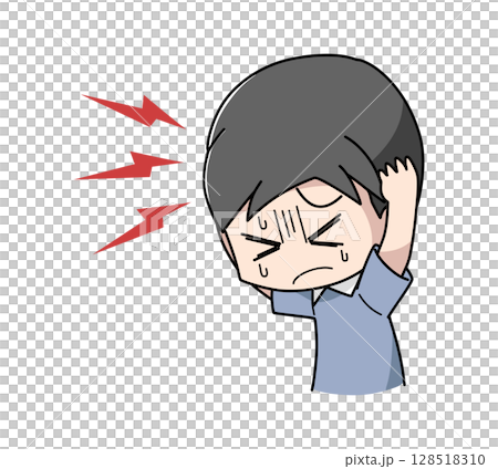 一名患有頭痛的男子的插圖 128518310