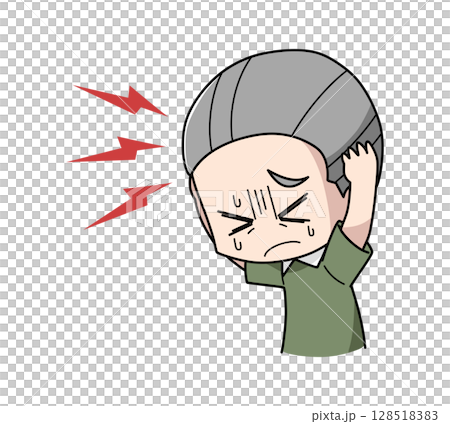 頭痛に苦しむ高齢男性のイラスト 128518383