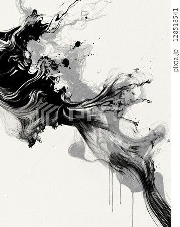 和風背景素材　毛筆で描いたアーティスティックな素材 128518541