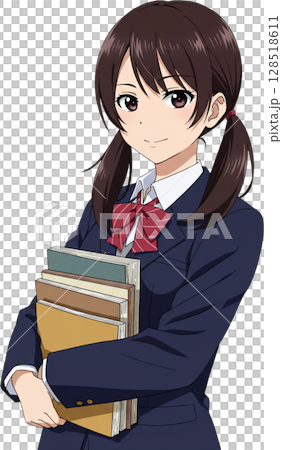 girl with a lot of books 128518611