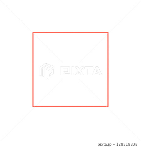 赤く発光するシンプルな四角形の枠線、ネオンレッドに輝くミニマルフレーム、近未来的な赤い光の正方形デザ 赤く発光するシンプルな四角形の枠線、ネオンレッドに輝くミニマルフレーム、近未来的な赤い光の正方形デザ 128518838