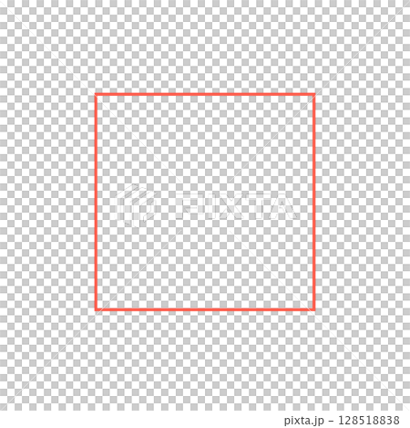 赤く発光するシンプルな四角形の枠線、ネオンレッドに輝くミニマルフレーム、近未来的な赤い光の正方形デザ 赤く発光するシンプルな四角形の枠線、ネオンレッドに輝くミニマルフレーム、近未来的な赤い光の正方形デザ 128518838