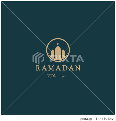 Ramadan Mubarak logo with lantern elements, crescent moon and star mosque building, Islamic calligraphy pattern, for business, architecture, Muslims, Eid, Eid cards, Islamic education Ramadan Mubarak logo with lantern elements, crescent moon and star mosque building, Islamic calligraphy pattern, for business, architecture, Muslims, Eid, Eid cards, Islamic education 128519185