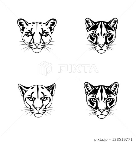 Puma head set logo icon vector illustrator template 128519771