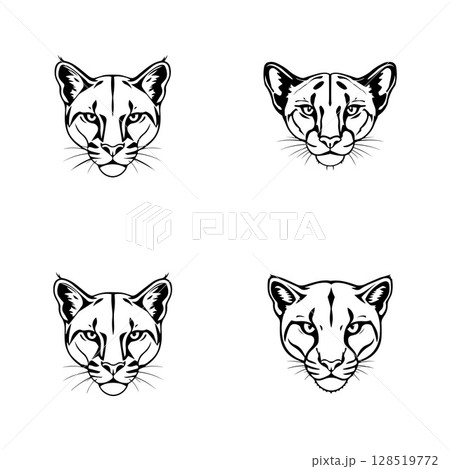 Puma head set logo icon vector illustrator template 128519772