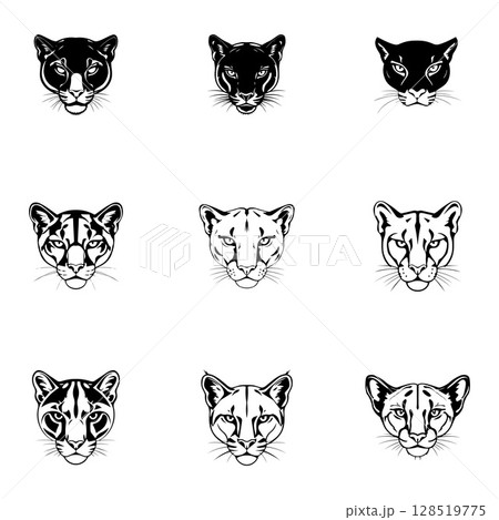 Puma head set logo icon vector illustrator template 128519775
