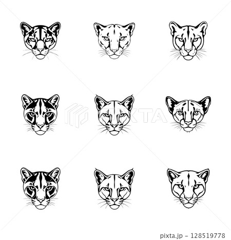 Puma head set logo icon vector illustrator template Puma head set logo icon vector illustrator template 128519778