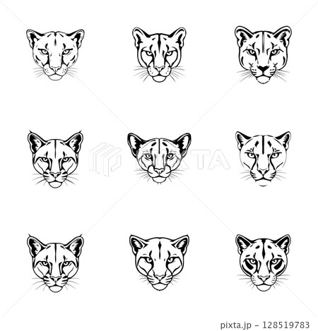 Puma head set logo icon vector illustrator template 128519783