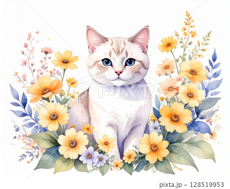 花と猫 花と猫 128519953