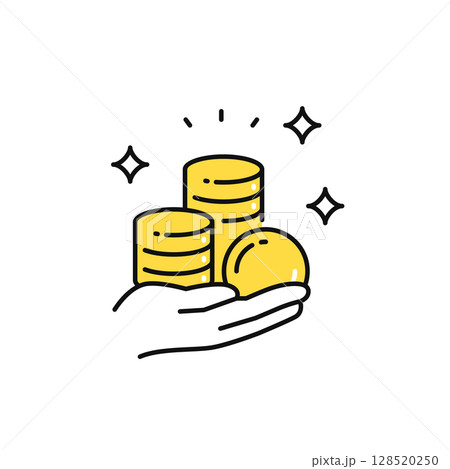 コインを持つ手のシンプルなベクターアイコンイラスト コインを持つ手のシンプルなベクターアイコンイラスト 128520250