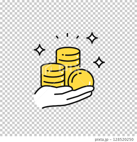 コインを持つ手のシンプルなベクターアイコンイラスト コインを持つ手のシンプルなベクターアイコンイラスト 128520250