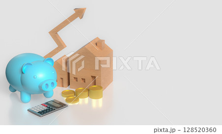 The House and Blue Piggy Bank for Business concept 3d Rendering. The House and Blue Piggy Bank for Business concept 3d Rendering. 128520360