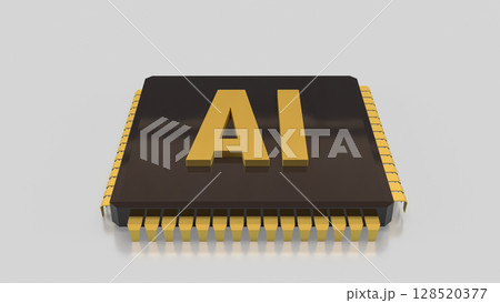 The Gold AI on IC for Technology concept 3d Rendering. The Gold AI on IC for Technology concept 3d Rendering. 128520377